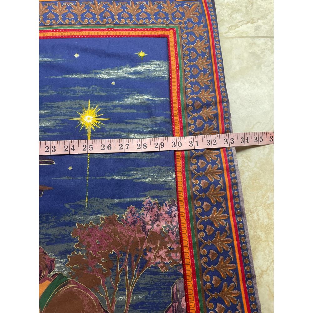 Nativity Scene Wall Hanging Tapestry Christmas Decor Angel Lambs Holiday Vintage - Picture 5 of 9